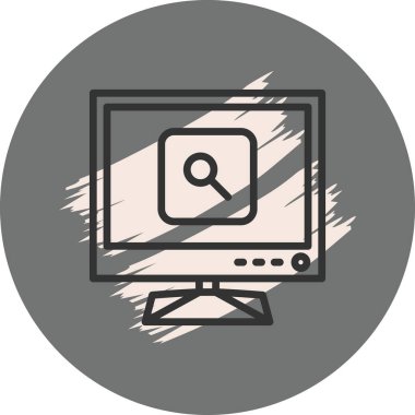 Ekranda büyüteç simgesi gösteren bilgisayar monitörü