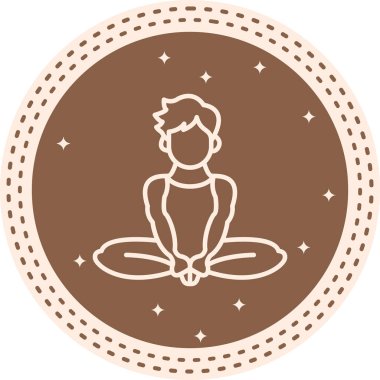 Minimalist çizim, sağlıklı yaşam uygulamaları için ideal yoga pozisyonunda bir erkek figürü içerir..