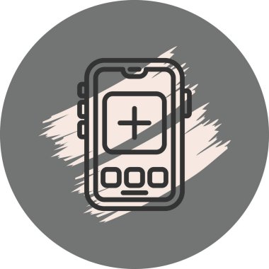 ekran üzerinde artı işareti olan satır sanatı akıllı telefon, uygulamalar veya web sayfaları için uygundur