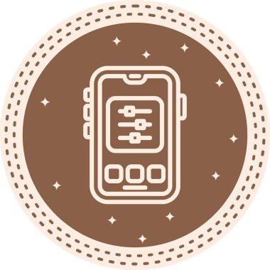 Dairesel arkaplan içinde üç düğmeli akıllı telefon gösterme ayarları kaydırıcıları. Uygulamalar veya web sayfaları için uygun mobil aygıt ayarlama arayüzü.