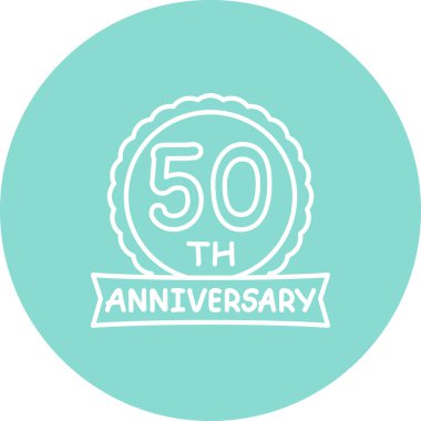 50. Yıldönümü logosu. Rozet, uygulamalar için basit simge