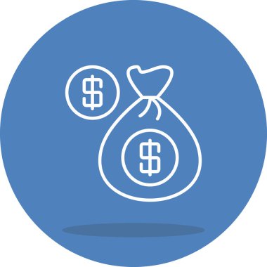 Finansal iş grafikleri bir çuval para ve bankacılık uygulamaları veya ticaret web sayfaları için uygun bir madeni para gösteriyor.