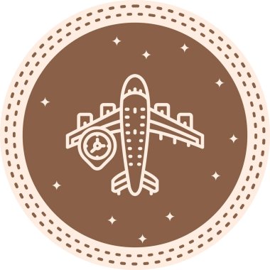 Bir hedefe varış veya seyahat uygulamalarında başarılı uçuş takibi için uygun bir konum işaretleyicisi içeren bir uçağın basit bir çizgi çizelgesi..