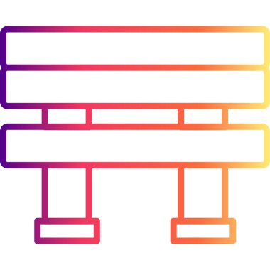 Uygulamalar veya web sayfaları için uygun renkli bir gradyan ile, modern doğrusal park mobilya tasarımı içeren minimalist bank çizimi.