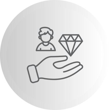 Elle tutulan elmaslı Müşteri Değer simgesi