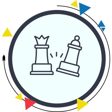 Basit bir grafik, satranç kraliçesinin, aralarında hareket çizgileri olan düşen bir piyonun yanında durduğunu gösteriyor..