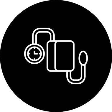 Bu tıbbi sphygmomanometre illüstrasyonu, bir kan basıncı monitörünün doğrusal tasarımını içeren uygulamalar veya web sayfaları için uygundur..