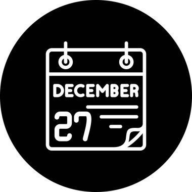 27 Aralık takvim simgesi, basit biçim vektör illüstrasyonu           