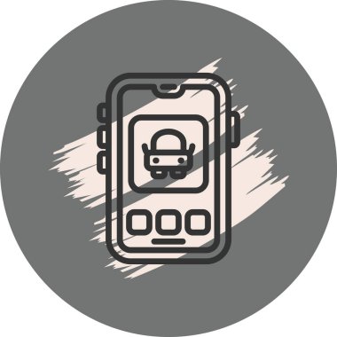 Akıllı telefon araç simgesini ekranda gösteriyor. Uygulama için uygun simge.