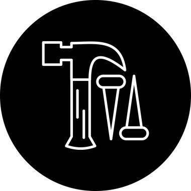 Modern Çekiç Hattı Simgesi Beyaz Arkaplanda İzole Edildi 