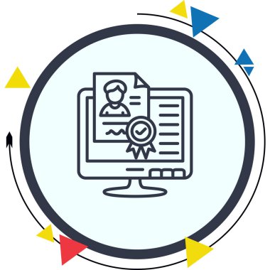 Dijital Sertifika Satırı Simgesi, Beyaz Arkaplan Üzerine Basit Resimler 