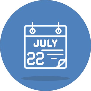 22 Temmuz takvim simgesi tasarımı, vektör illüstrasyonu            