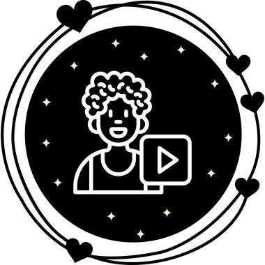 kadın avatar ve Oynat düğmesi simgesi