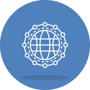 Yörüngedeki düğümlere sahip küresel ağ dünya simgesi