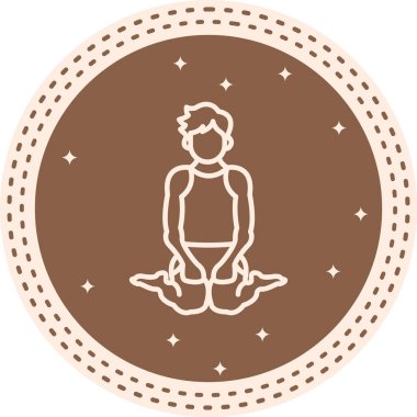 Kahraman Pozu simgesi. Uygulamalar için basit yoga logosu