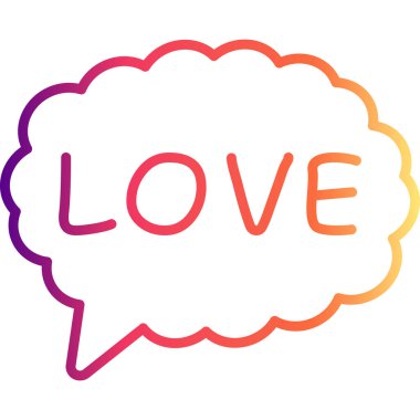 Kabarık bulut konuşma baloncuğunun içinde aşk sözcüğü çizimi