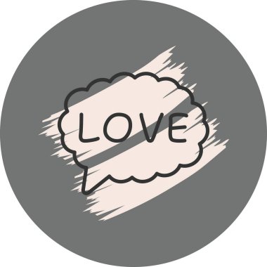 Kabarık bulut konuşma baloncuğunun içinde aşk sözcüğü çizimi