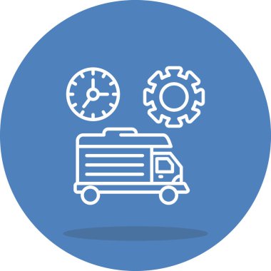 Teslimat kamyonu satırı simgesi, vektör çizim