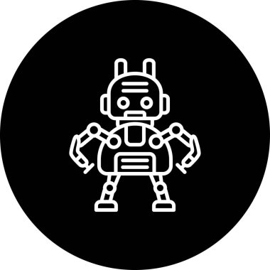 Robot çizgi simgesi, vektör illüstrasyonu