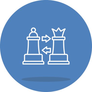 Basit bir çizgi simgesi, satranç taşını karşı yönde iki ok sallayan bir vezirin yanında gösterir..