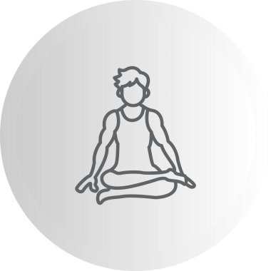 Minimalist çizgi ikonu, yoga, meditasyon ve sükuneti temsil etmek için çapraz bacaklı nilüfer çiçeğinin içinde oturan erkek figürüne sahiptir..