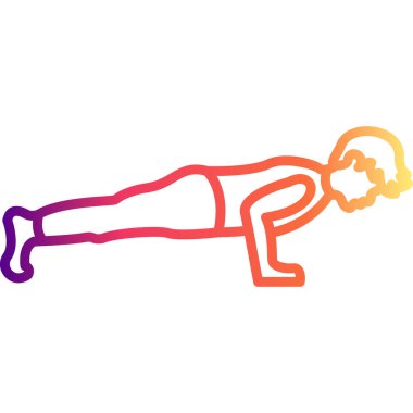 minimalist çizgi simgesi, erkek figürü dairesel düğme içinde besin, güç ve fiziksel eğitimi temsil eden tahta pozlar veriyor.