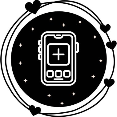 ekran üzerinde artı işareti olan satır sanatı akıllı telefon, uygulamalar veya web sayfaları için uygundur