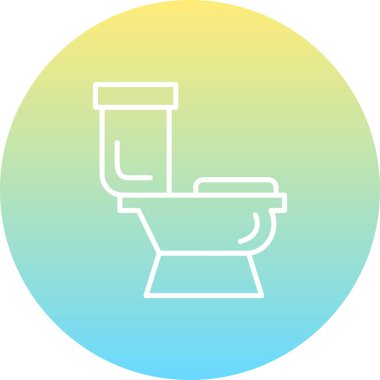 Minimalist çizgi simgesi, tankı ve koltuğu olan tek bir modern seramik tuvalet sergiler