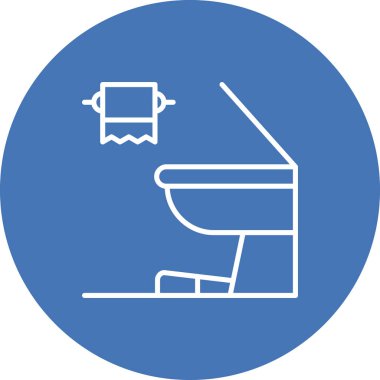 Tuvalet Simgesi. Hijyen grafikleri tuvalet ve bir rulo kağıt gösteriyor. Ev bakımı uygulamaları veya banyo tedarik sayfaları için uygun..