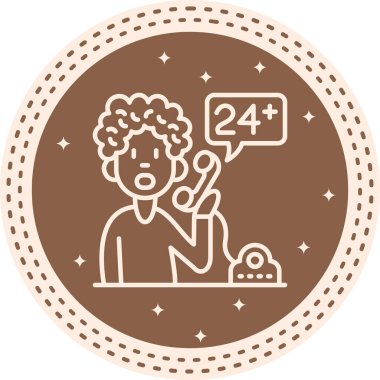 Müşteri hizmetleri grafikleri 24 saatlik destek için telefon kullanan bir kişinin yardım uygulamaları veya iletişim sayfaları için uygun olduğunu gösteriyor.