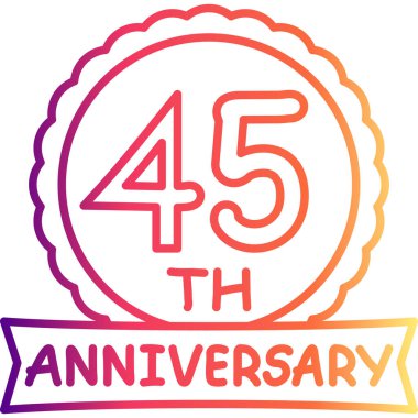 45. Yıldönümü Grafik simgesi, web kartı, uygulamalar için basit simge