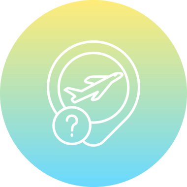 A simple airplane graphic icon with an exclamation mark illustration suitable for travel apps or web pages.