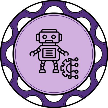 Robot çizgi simgesi, vektör illüstrasyonu