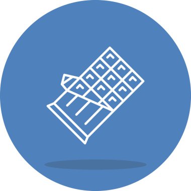 Bireysel kareleri gösteren kısmen açılmış çikolata çubuğunun basit çizgi simgesi.