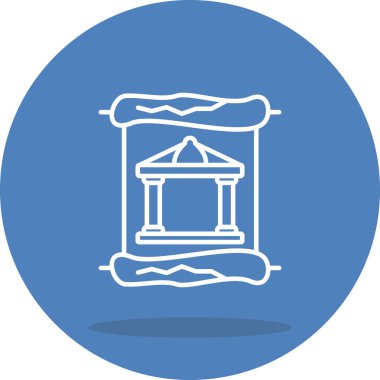 Tarihi ya da mimari grafikler, müze uygulamaları ya da tarih web sayfaları için uygun klasik bir parşömen parşömeninde sütunları olan antik bir binayı gösteriyor..