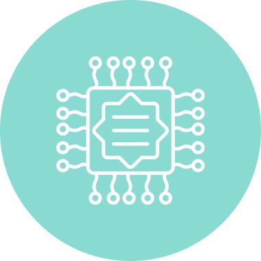 Devre kartlı mikroçip simgesi. Doğrusal ve siluet biçimi.