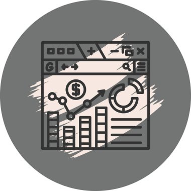 Gösterge Paneli Eşsiz Web Simgesi, Vektör İllüstrasyonu