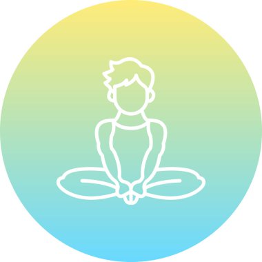 Minimalist çizim, sağlıklı yaşam uygulamaları için ideal yoga pozisyonunda bir erkek figürü içerir..