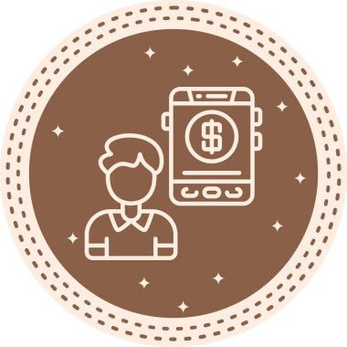 Cep telefonunun yanında duran dijital bankacılık veya cep telefonu ödeme platformunu temsil eden dolar sembolü gösteren minimalist simge