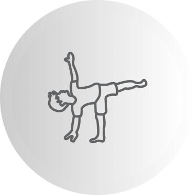 Minimalist çizimde, sağlık uygulamaları için ideal yarım ay yoga pozu veren bir erkek figürü yer alıyor..
