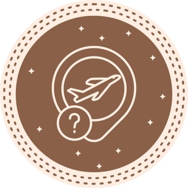 A simple airplane graphic icon with an exclamation mark illustration suitable for travel apps or web pages.