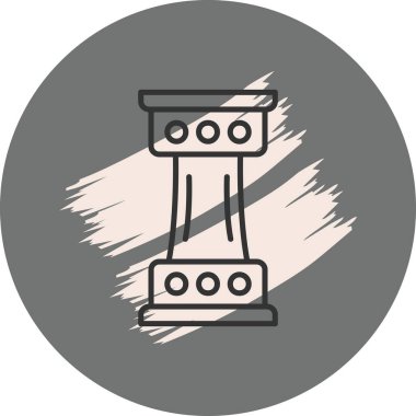 Dairesel dekoratif desenlere sahip tek bir mimari sütun kaidesinin minimalist çizgi simgesi.