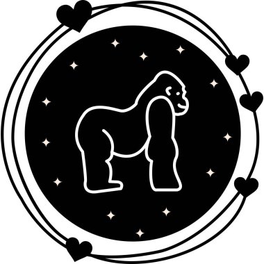 Goril çizgi film ikonunun vektör illüstrasyonu