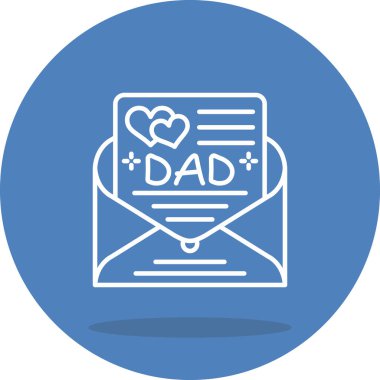 En küçük çizgi resim simgesi babam için açık bir zarfın içinde bir tebrik kartı gösteriyor. Uygulamalarda ya da web sayfalarında kullanmak için mükemmel..