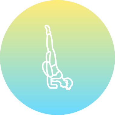 Minimalist çizimde düşmüş melek yoga pozu almış bir erkek figürü var, sağlık uygulamaları için ideal..