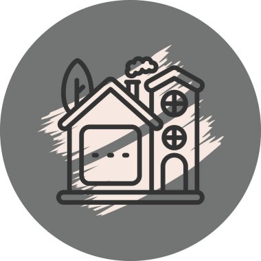 Baca, yaprak ve iki katlı stilize evi temsil ediyor..