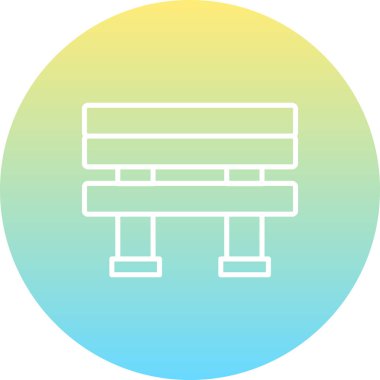 Uygulamalar veya web sayfaları için uygun renkli bir gradyan ile, modern doğrusal park mobilya tasarımı içeren minimalist bank çizimi.