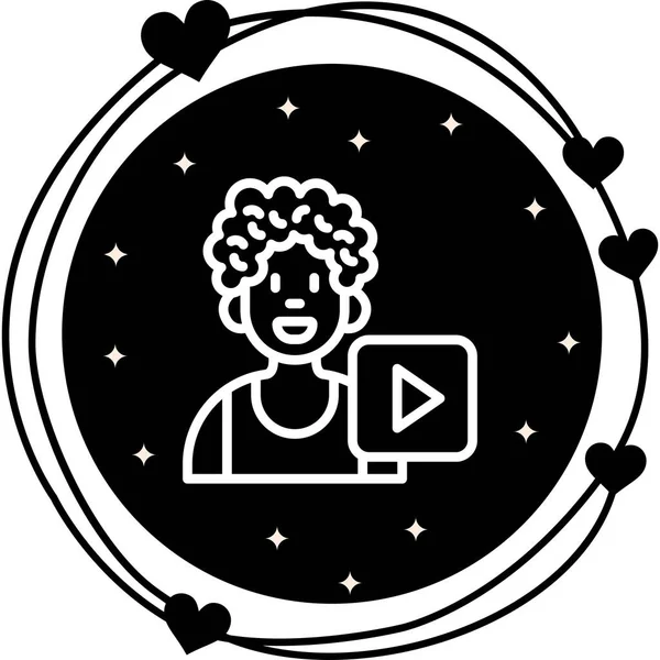 kadın avatar ve Oynat düğmesi simgesi