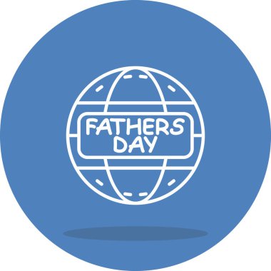 Babalar Günü için rozetli dünya. Uygulamalar veya web sayfaları için uygun basit simge