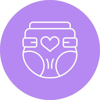 Bebek bezi ikonu. Merkezinde kalp sembolü olan bebek bezinin basit bir çizgisi çizimi..